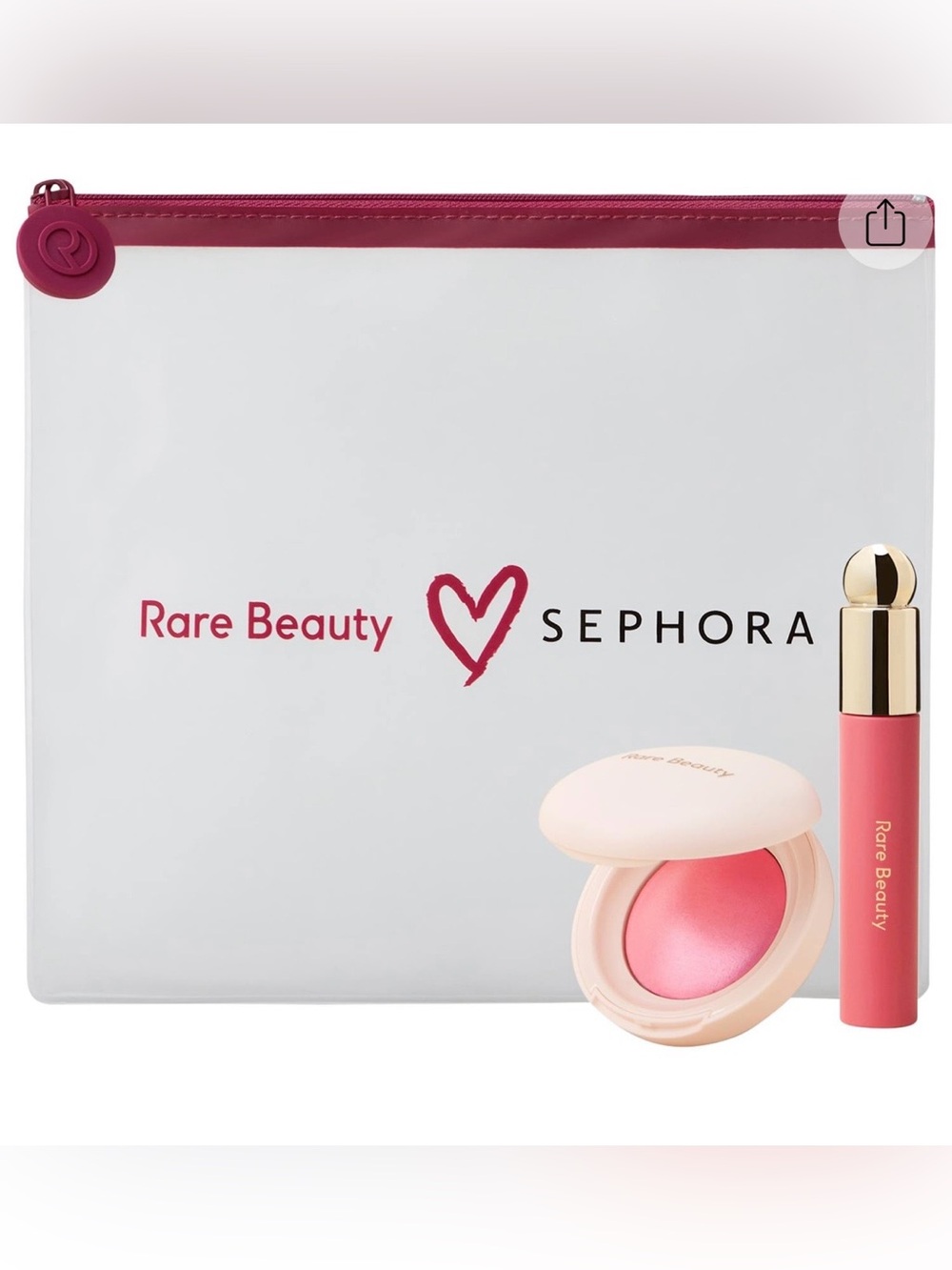 BNIB Rare Beauty Soft Pinch Blush and Lip Oil Set with Travel Pouch Gift Set